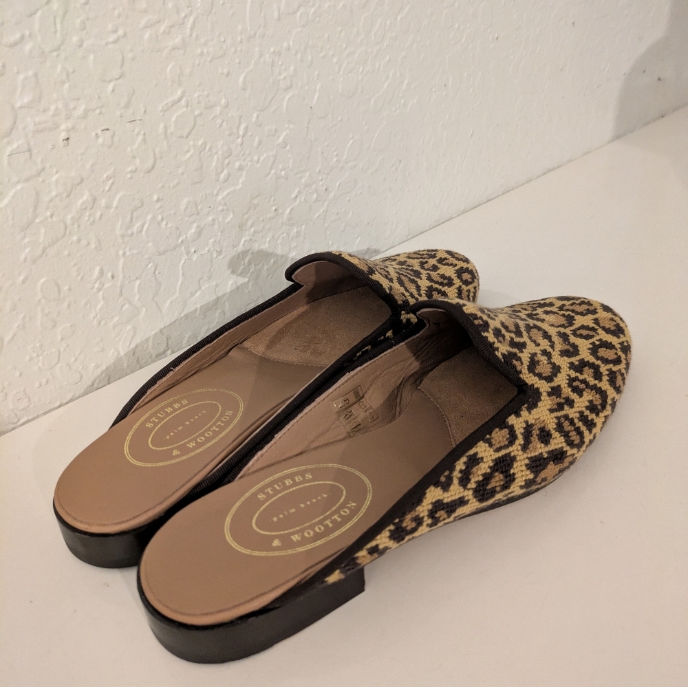 Stubbs & Wootton Women’s Jane  Leopard Needlepoint Mules – Size 8 – New (No Box) - Picture 7 of 8